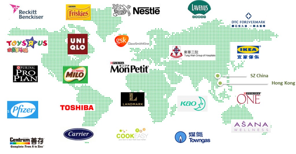 Global brand portfolio and client map